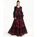 Women's Clothing Retro Print Dress With Flared Sleeves Long Sleeves V Neck Beaded Waist Cinching Slimming A Line Skirt For Women_ecoleips.com