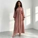 Fashion Lapel Full Button Elegant Long Dress_ecoleips.com