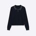 Fashion Versatile Lace Collar Navy Blue Long-sleeved Knitted Sweater_ecoleips.com