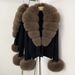 Luxury Short Knit Cardigan With Fox Fur Collar – Elegant Cropped Coat For Women (Acrylic Blend, Soft & Stylish)_ecoleips.com