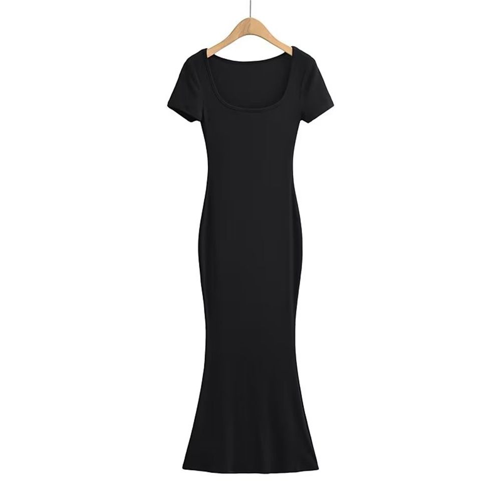 YPFF Trendy Women's Dress, European American Internet Celebrity Style, Pure And Sexy, Square Neck, Slim Fit, High Waist,_ecoleips.com