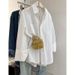 100% Washable Pure Cotton Long-Sleeve Solid Color Shirt For Women, Loose Cardigan Jacket, Foreign Trade In-Stock_ecoleips.com
