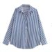 Women's 3D Print Long Sleeve Striped Shirt Loose Fit Versatile Stylish Top for Spring/Summer Commuters_ecoleips.com