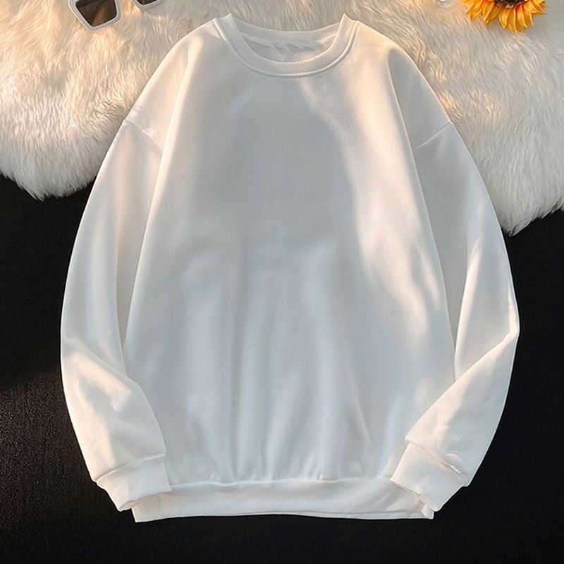 Women's Fleece Lined round Neck Sweatshirt Pullover Fashionable Versatile Thickened Youthful Style for Spring Autumn Winter_ecoleips.com