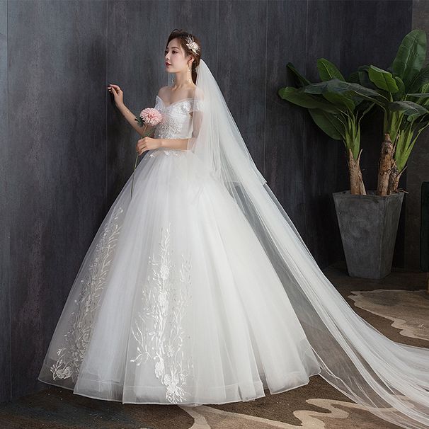 Women's Clothing White Bridal Dress Temperament One Shoulder Wedding Dress_ecoleips.com