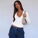 European American Style Trendy V-neck Lace Trim Design Slim-fit Short Top, Pure And Alluring Women's T-shirt_ecoleips.com