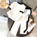 Women's Casual Sporty Two-Piece Set Short Sleeve Top Comfortable Pants Black White S XL_ecoleips.com