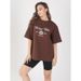 Oversize Niche Design American Retro High-end Print 2025 Summer New Pure Cotton Short Sleeve T-shirt Trend_ecoleips.com