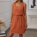 2026 Summer New Product: Square Collar, Drawstring, Sleeveless Vest Dress With Inner Liner_ecoleips.com