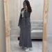 Modest Evening Dress Women's Summer Casual Long Sleeved Shirt Set Comfortable Two Piece Outfit With Loose Thin Long Skirt And Elastic Waist Gray_ecoleips.com