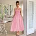 Women's Clothing Holiday Style Halter Neck Waist Long Skirt Dress_ecoleips.com