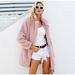 Women's Faux Fur Coat Long Sleeve Lapel Jacket Fashionable Winter Outerwear For Ladies (White, Khaki, Pink, Gray, Black, Brown)_ecoleips.com