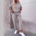 Women's Clothing Solid Color Round Neck Long Sleeved Suit Pocket Trousers Women_ecoleips.com