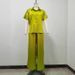 Elegant Women's Two Piece Set Summer Style Collared Short Sleeve Backless Slim Fit Shirt & High Waisted Straight Leg Pants_ecoleips.com