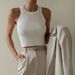 Women's Clothing Knitted Vest Solid Color Slim Fitting Threaded Inner Top Short Y2K Vest_ecoleips.com