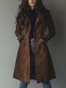 Women's Clothing Elegant Women's Long Trench Coat Lapel Western Style Suede Autumn Winter Style Outerwear For Formal & Casual For Women_ecoleips.com