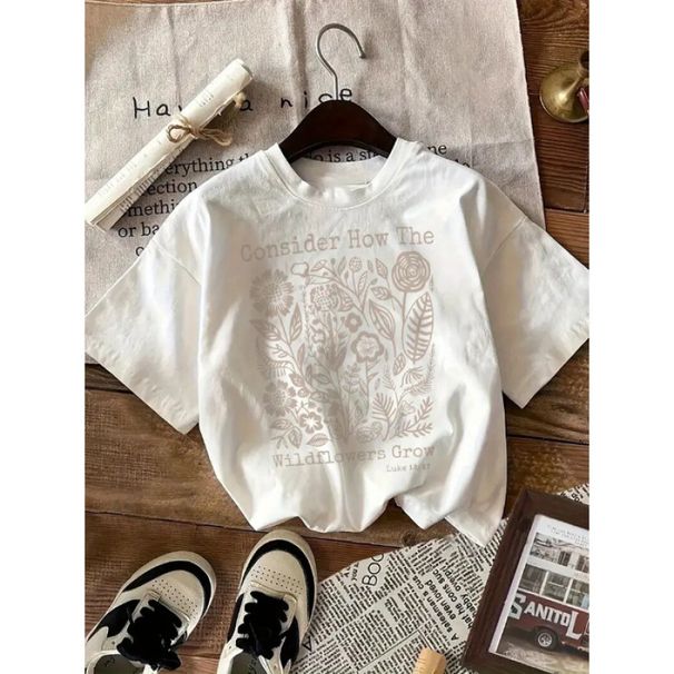 European And American Style Youthful Fashionable Printed Personality Trendy Loose Versatile Elegant Retro 100% Cotton_ecoleips.com