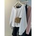 European American Style Solid Color Off-shoulder Pullover Sweatshirt For Women, Spring And Autumn Thin Loose Long-sleeve_ecoleips.com