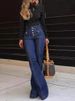 K New Breasted High Waisted Jeans For Women With A Slimming Temperament, Flared Pants, And Long Pants_ecoleips.com