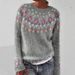 3D Digital Print Knit Sweatshirt – Soft & Stylish Round Neck Long Sleeve Top For Women (Oversized Fit, Versatile Casual To Office Wear)_ecoleips.com