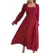 Real Shot Of 2026 Spring/Summer European And American Casual Ruffled Square-neck Polka Dot Long Skirt_ecoleips.com