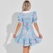 Talenza Ruffle Printed Mini Dress Fashion V-Neck Single Breasted Summer Slim Printed Dress Vintage Elegant Y2k Women Dress 2025_ecoleips.com