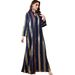 Women's Long Robe Dress Chiffon Embroidered Color Block Style 4170 Muslim Fashion_ecoleips.com