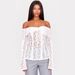 European And American Style 2025 Ins Early Autumn New Sexy Low-cut Bell-sleeve Lace Sheer Top_ecoleips.com