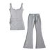 Women's Clothing Square Collar Irregular Side Pleated Camisole Sports Elastic Waist Slightly Flared Pants Two Piece Suit_ecoleips.com