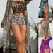 Women's Clothing Split Swimsuit Cover Up Three Piece Gathered Beach High Waisted Boxer Briefs Swim_ecoleips.com