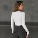 Y2K Style Outerwear Hollow-out Deep V-neck Long-sleeve Regular Shoulder T-shirt For Women, Tight-fitting With Unique_ecoleips.com