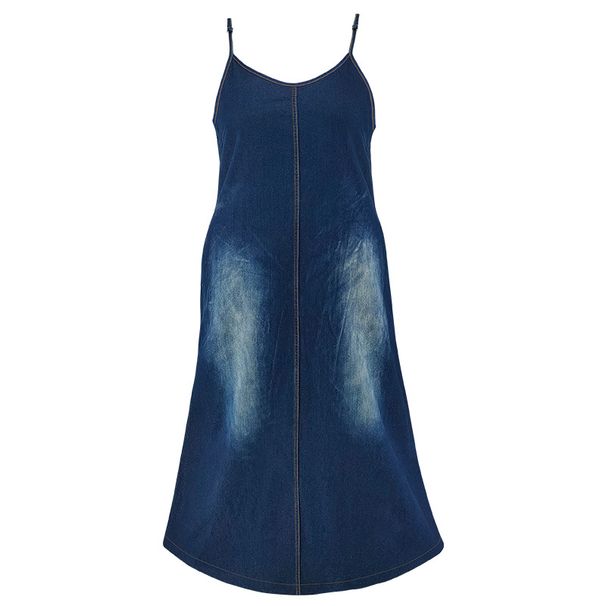K Large Size Women's New Denim Camisole Long Dress_ecoleips.com