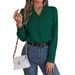 Elegant V-Neck Layered Long Sleeve Blouse For Women – Fall/Winter Essential, Solid Color, Comfortable Polyester_ecoleips.com