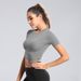 Women's Cross-Front Fitness Tee – Slim Fit Workout Top For Yoga, Running & Gym | Quick-Dry Polyester (6 Colors, S-Xl)_ecoleips.com