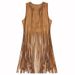 Women's Boho Suede Fringe Vest Sleeveless Longline Jacket Western And Vintage Aesthetic 6 Styles 20 plus Colors_ecoleips.com