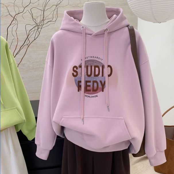 Autumn Winter New Pure Cotton Hooded Sweatshirt For Women Silver Fox Fleece Thickened High-end Loose Trendy Ins Lazy_ecoleips.com