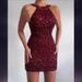 Fashion Halter Sexy Crystal Tassel Sequin Bodycon Dress Mid Waist European American Style Evening Party Dress_ecoleips.com