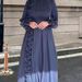 Elegant One-Sided Ruffle Long Dress With Petal Sleeves – Sea Blue / Silvery / Graphite (S-XL)_ecoleips.com