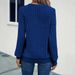 WG143 New European And American Style Women's V-Neck Ribbed Knit Casual Comfortable Long Sleeve Solid Color Top_ecoleips.com