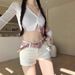 White Slim Fit Ripped Denim Shorts for Women Summer Style Sexy Hot Girl Straight Leg A-Line Bodycon Hot Pants_ecoleips.com