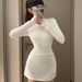 Aria Basics White High-neck Long-sleeve Sun-protective Quick-dry Diving Professional Racing Sports Wetsuit Surfing Swimsuit For_ecoleips.com