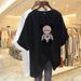 Women's Clothing summer new short sleeved T shirt women's long bear pure cotton round neck print half sleeved goods large version T shirt_ecoleips.com