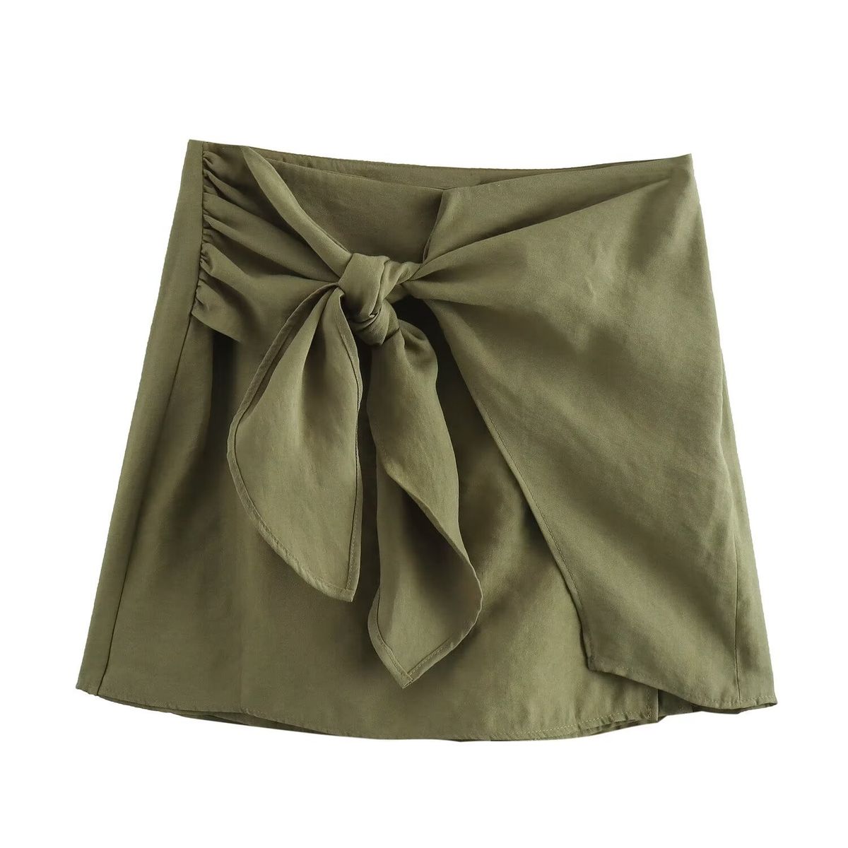 Suitable For All Seasons 2024 Summer New Loose Casual Military Green Bowknot Skirt Pants For Women_ecoleips.com