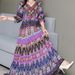 Vintage Thai Ethnic Style Long With Embroidered Collar, Waist-Cinching, Slimming Lantern Sleeves, Bohemian Flared Dress_ecoleips.com