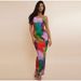 2023 European And American Cross-border Russian Best-selling Printed Pleated Slim-fit Suspender Dress HY009_ecoleips.com