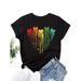 European And American Cross-border Foreign Trade Clothing, Heart Paw Print Round Neck Printed Women's Short-sleeve_ecoleips.com