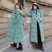 Women's Long Winter Coat With Hood, Slim Fit Knee-Length Padded Jacket, Warm Polyester Fiber Filling, Casual Commuter Style_ecoleips.com