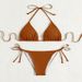 2025foreign Trade Solid Color Strap Halter Neck Hot Spring Bikini Three Point Beach Vacation Split Swimsuit Female_ecoleips.com
