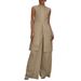 Elegant Casual Two Piece Set For Women Flowy Sleeveless Vest Cotton Linen Shirt Wide Leg Pants American Style_ecoleips.com