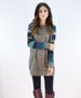 2025 Spring And Autumn Plus Size Women's Striped Shoulder Long Sleeved Color Blocked Hoodie Round Neck Loose T-shirt_ecoleips.com
